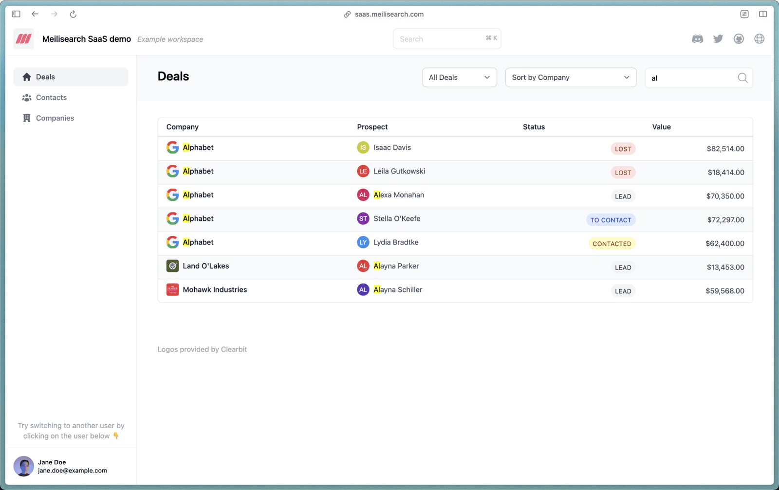 Laravel Scout example application