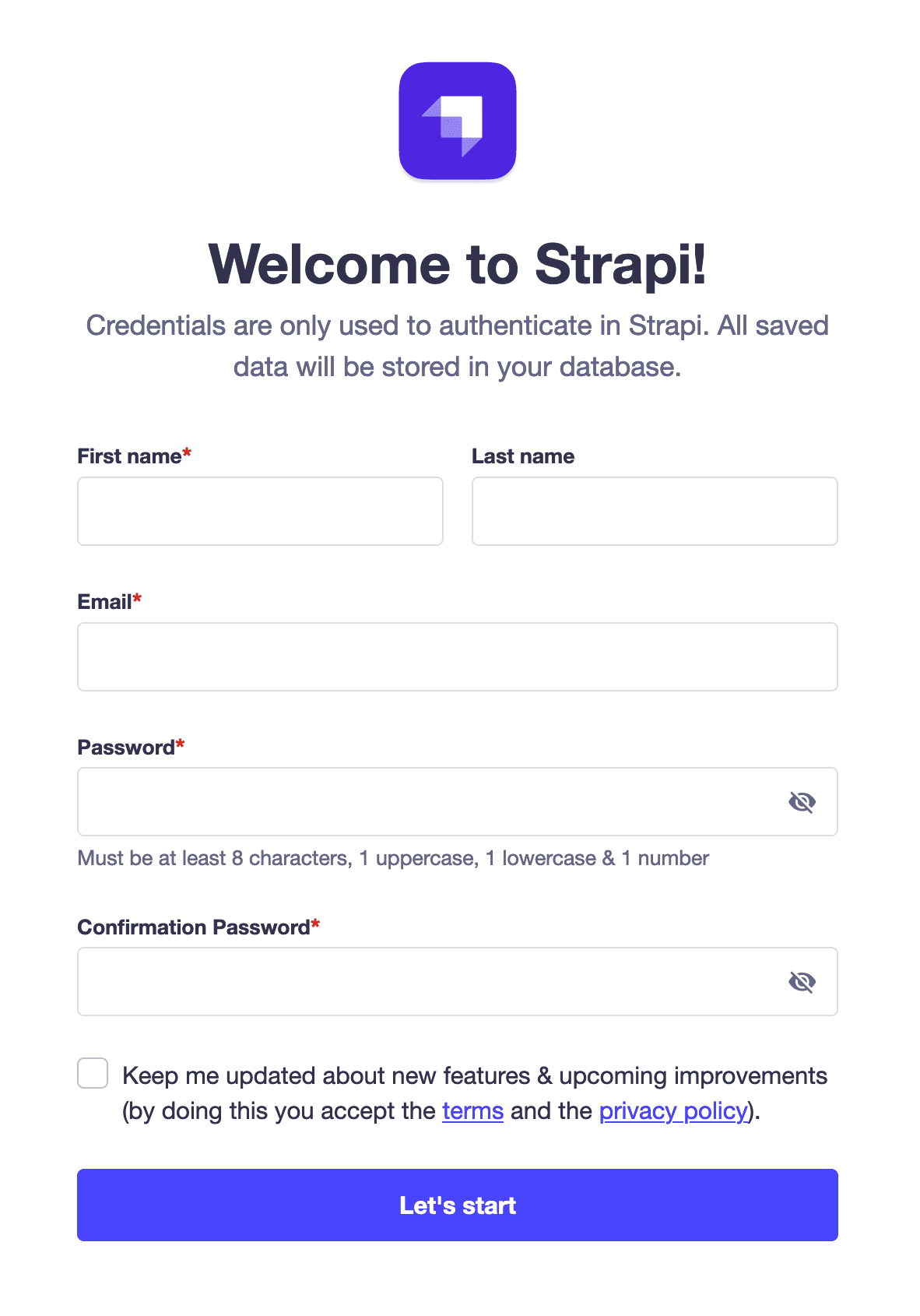 Strapi sign up form